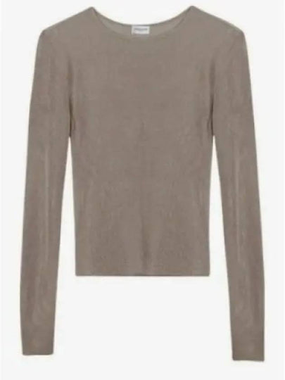 Rib Detail Viscose Crop Long Sleeve T-Shirt Pink - SAINT LAURENT - BALAAN 2