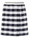 Gingham Inlay Stripe Side Pleat Skirt Navy - THOM BROWNE - BALAAN 2