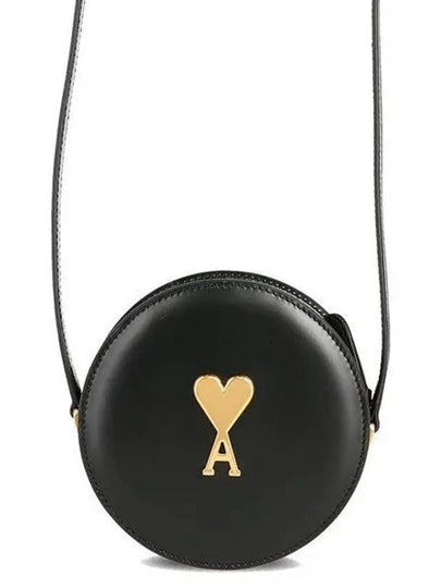 Paris Round Leather Cross Bag Black - AMI - BALAAN 2