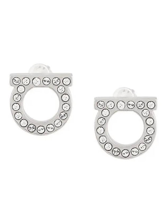 Gancini Crystal Small Earrings Silver - SALVATORE FERRAGAMO - BALAAN 2