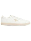 Triangle Logo Lane Leather Low-Top Sneakers Ivory - PRADA - BALAAN 2