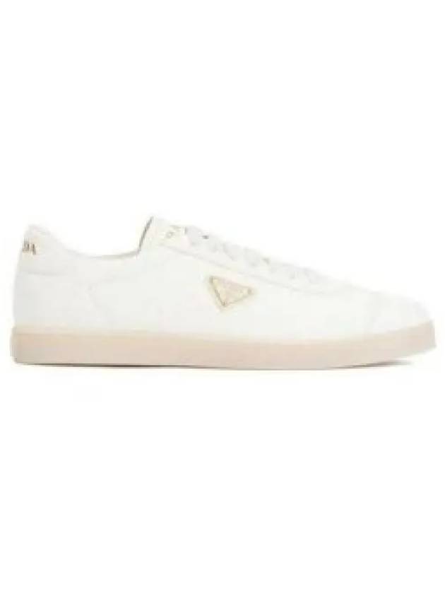 Triangle Logo Lane Leather Low-Top Sneakers Ivory - PRADA - BALAAN 2