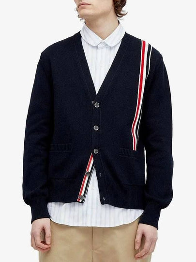 RWB Striped Intarsia Cotton Cardigan Navy - THOM BROWNE - BALAAN 2