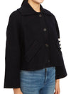 Milano 4-bar Crop Boiled Wool Single Coat Navy - THOM BROWNE - BALAAN 7