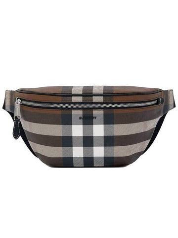 Checked Leather Bum Belt Bag Dark Birch Brown - BURBERRY - BALAAN 1