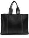 Large Woody Leather Tote Bag Black - CHLOE - BALAAN 2