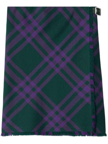 Vintage Check Wool A-Line Skirt Deep Royal - BURBERRY - BALAAN 1