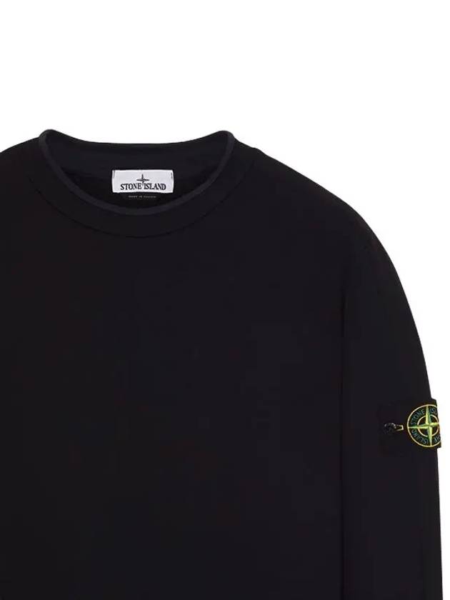 Logo Patch Crew Neck Cotton Sweatshirt Black - STONE ISLAND - BALAAN 4