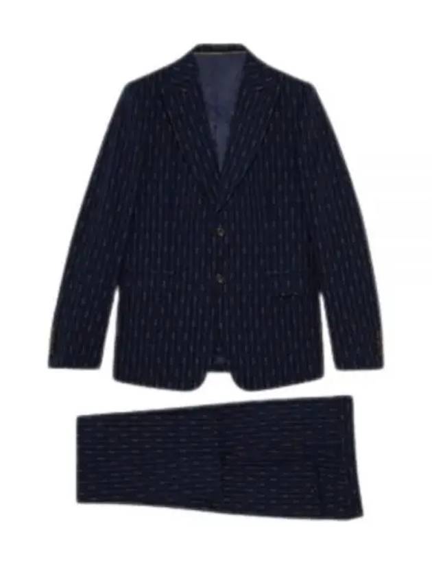 Horsebit Striped Wool Suit Blue - GUCCI - BALAAN 2