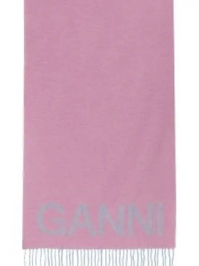 Fringed Wool Scarf  Lilac Chiffon - GANNI - BALAAN 2