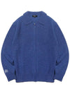 Lambswool collar knit full zip-up MBLUE - 20THHOLE - BALAAN 3