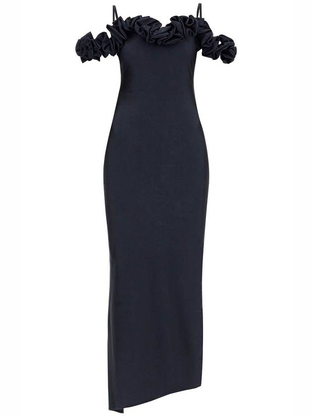 Long Black Dress With Ruffles In Stretch Fabric Woman - COPERNI - BALAAN 1