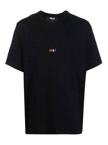 Rainbow Embroidered Logo Short Sleeve T-Shirt Black - MSGM - BALAAN 1