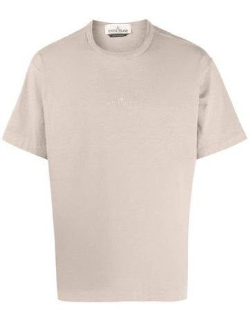 Micro Embroidered Logo Cotton Jersey Short Sleeve T-Shirt Dove Grey - STONE ISLAND - BALAAN 1