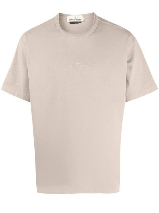 Micro Embroidered Logo Cotton Jersey Short Sleeve T-Shirt Dove Grey - STONE ISLAND - BALAAN 1