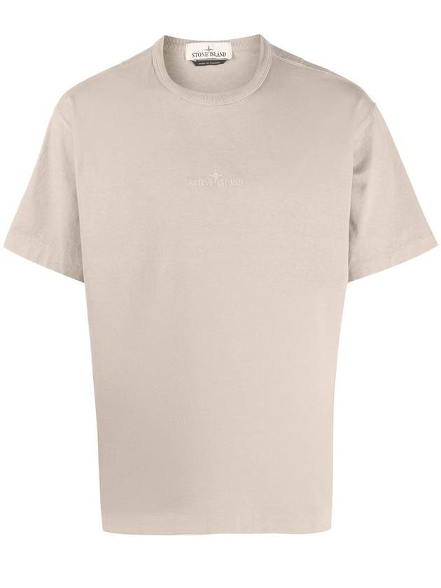 Micro Embroidered Logo Cotton Jersey Short Sleeve T-Shirt Dove Grey - STONE ISLAND - BALAAN 1