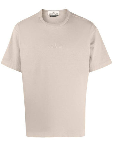 Micro Embroidered Logo Cotton Jersey Short Sleeve T-Shirt Dove Grey - STONE ISLAND - BALAAN 1