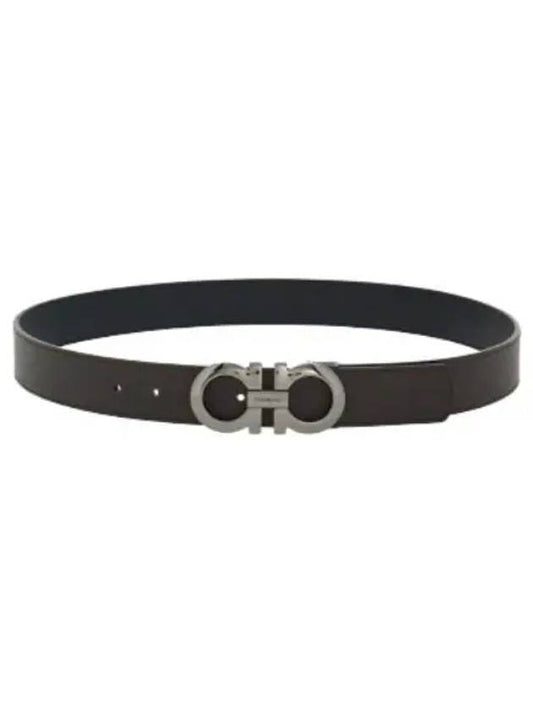 Gancini Reversible Adjustable Leather Belt Black - SALVATORE FERRAGAMO - BALAAN 2