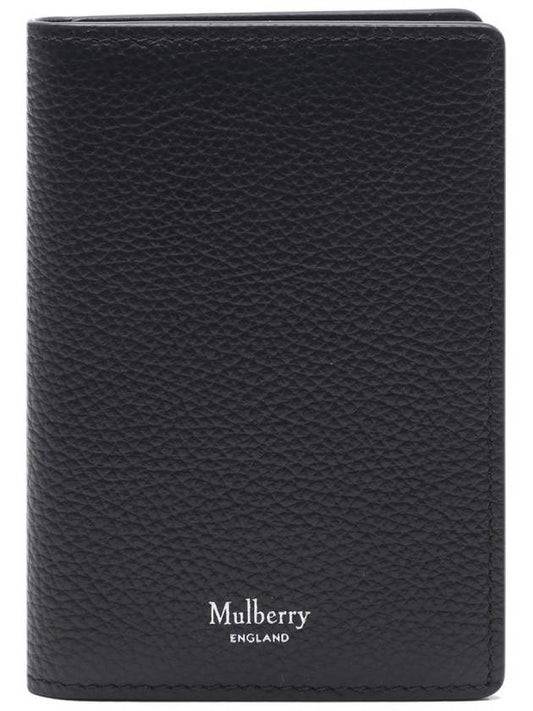 Logo Grained Leather Card Wallet Black - MULBERRY - BALAAN.