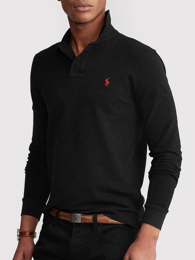 Embroidered Logo Slim Fit Polo Shirt Black - POLO RALPH LAUREN - BALAAN 3