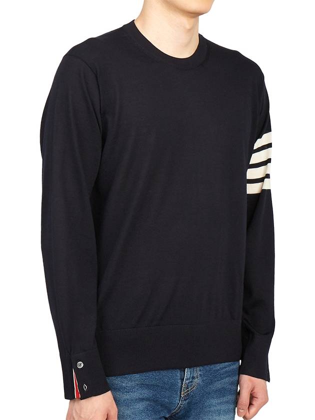 4 Bar Armband Classic Merino Wool Knit Top Navy - THOM BROWNE - BALAAN 6