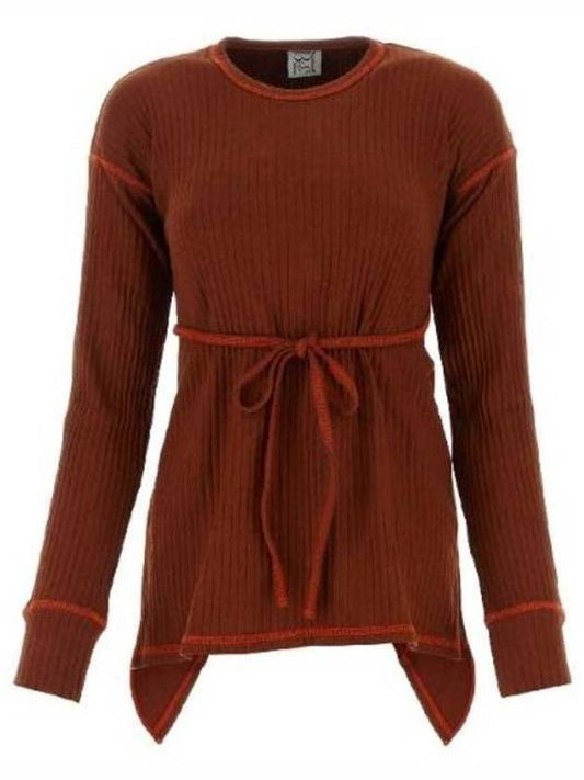 Women's Show Punakha Rib Knit Top Brown - BASERANGE - BALAAN 1