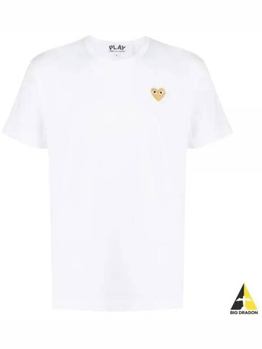 Small Gold Heart Wappen Short Sleeve T-Shirt White P1 T216 4 - COMME DES GARCONS - BALAAN 2