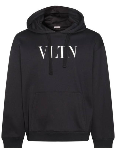 Logo Print Drawstring Hoodie Black - VALENTINO - BALAAN 2