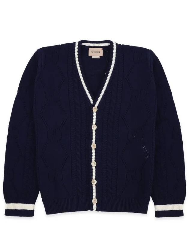 Kids V-Neck Cardigan Navy - GUCCI - BALAAN 3