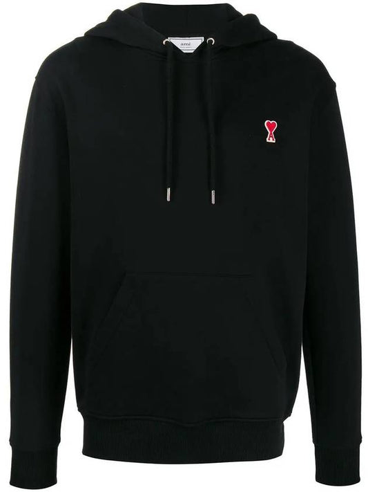 Small Heart Logo Hoodie Black - AMI - BALAAN.