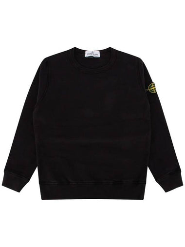 Kids Organic Cotton Fleece Sweatshirt Black - STONE ISLAND - BALAAN 1