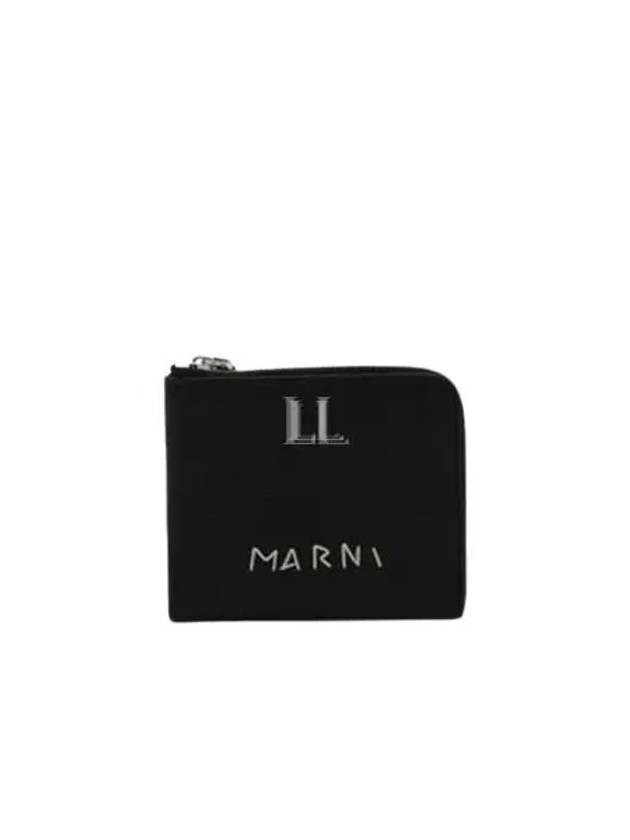 Logo Zip Card Wallet Black - MARNI - BALAAN 2