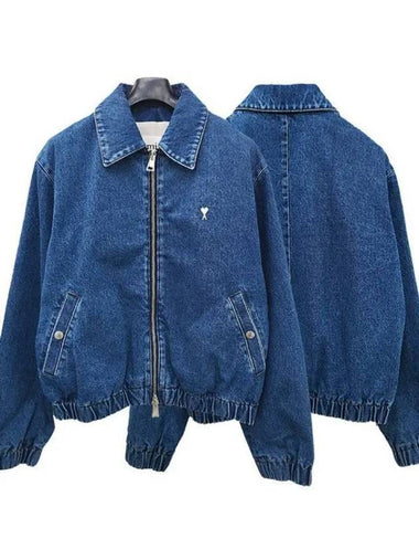 heart logo zipper denim jacket vintage 38516522 271089 1095663 - AMI - BALAAN 1