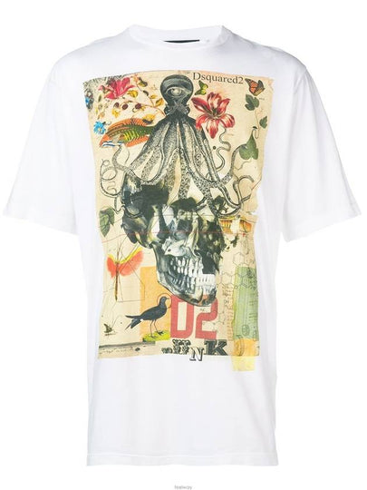 Men's Printed Short Sleeve T-Shirt White - DSQUARED2 - BALAAN 2