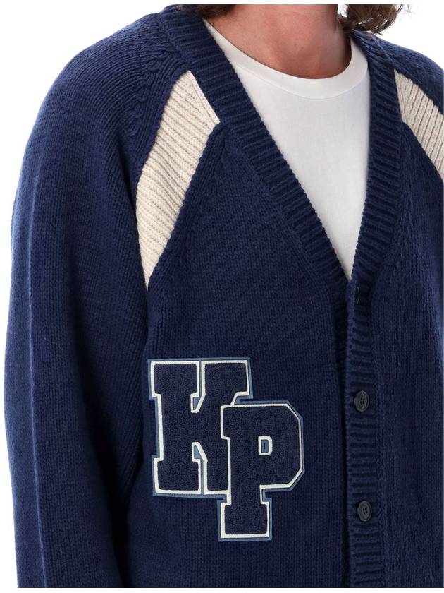 Paris Varsity Wool Cotton Cardigan Midnight Blue - KENZO - BALAAN 4