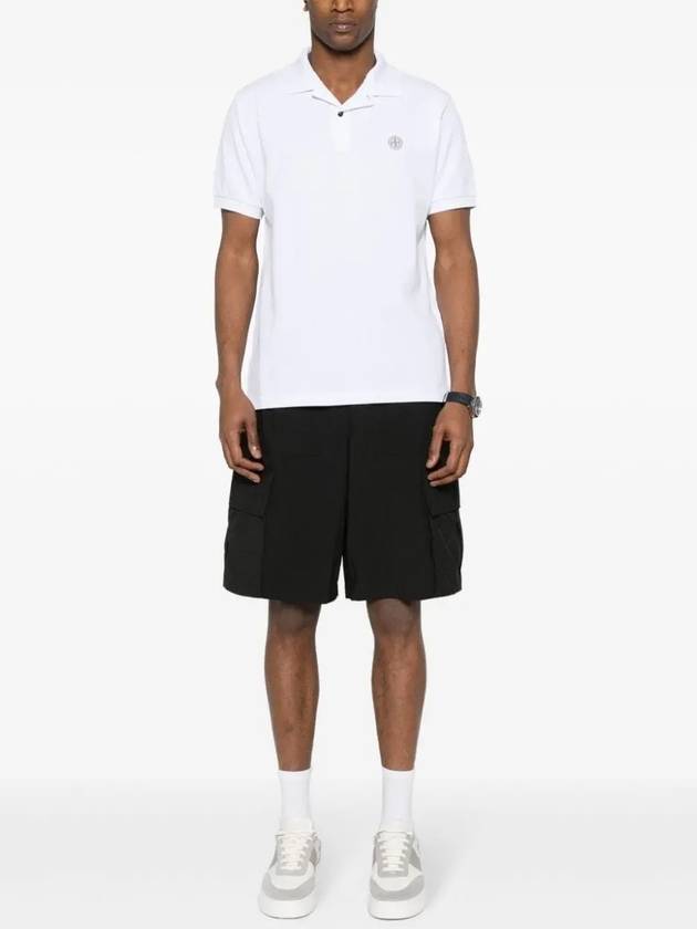 Compass Patch Short Sleeve Polo Shirt White - STONE ISLAND - BALAAN 3