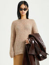 Women's Mohair Net Slim Knit Top Brown - RAWMANTICS - BALAAN 1