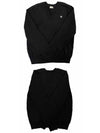 Triomphe Embroidered Logo V-Neck Wool Knit Top Black - CELINE - BALAAN 5