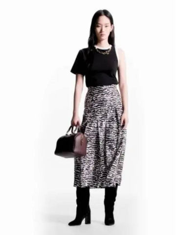 Ink Tiger Asymmetrical Pleated Midi Skirt 1ABTCU - LOUIS VUITTON - BALAAN 1