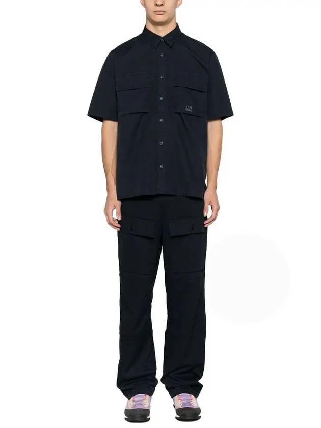 Cotton Rip-Stop Short Sleeve Shirt Navy - CP COMPANY - BALAAN 3