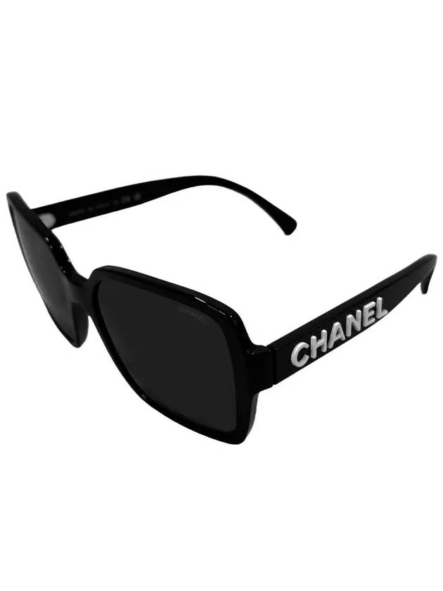 Sunglasses CH5408 1026S4 Square White Lettering Black - CHANEL - BALAAN 4