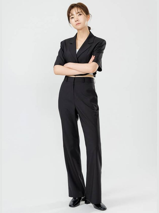 CICA summer office look set-up hem back cut secret banding semi bootcut slacks pants black CICA05BK - RAMUSTUDIO - BALAAN 2