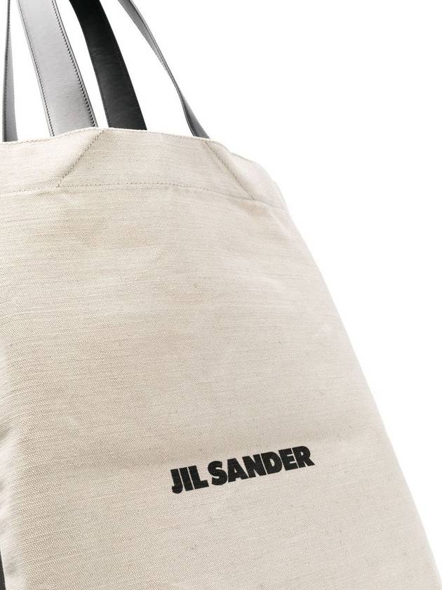 Logo Shopping Cotton Tote Bag Natural - JIL SANDER - BALAAN 5