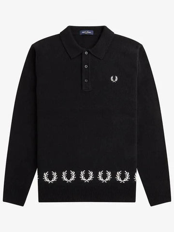 Sharp Laurel Wrist Trim Knit Shirt 102 AFPM2336535 Black - FRED PERRY - BALAAN 1