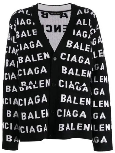 All-Over Logo Wool Cardigan Black - BALENCIAGA - BALAAN 1