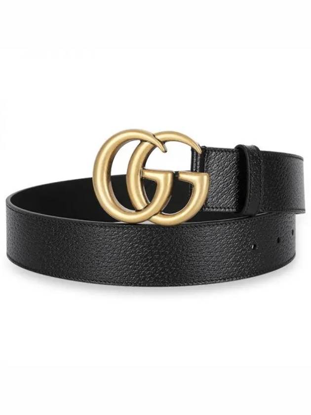 GG Marmont Double G Buckle Wide Leather Belt Black - GUCCI - BALAAN 2