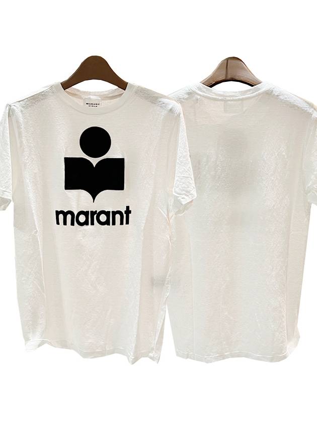 Zewel Logo Cotton Short Sleeve T-Shirt White - ISABEL MARANT ETOILE - BALAAN.