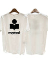 ZEWEL Linen Black Logo Short Sleeve T-Shirt White TS0001FA A1N09E 20WH - ISABEL MARANT ETOILE - BALAAN 1