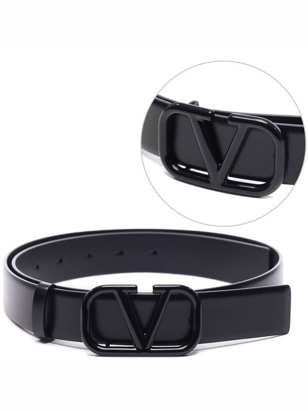 V Logo Signature 30MM Leather Belt Black - VALENTINO - BALAAN 3