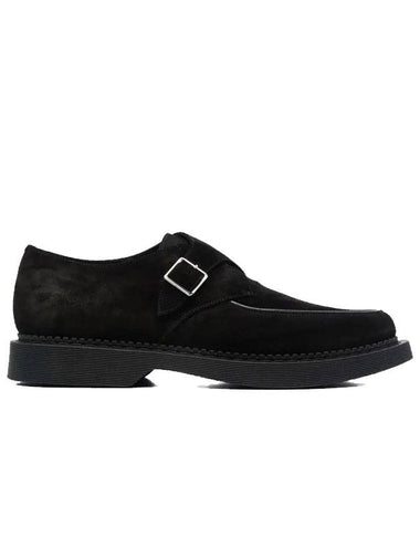 Men's Suede Teddy 10 Monk Strap Black - SAINT LAURENT - BALAAN 1